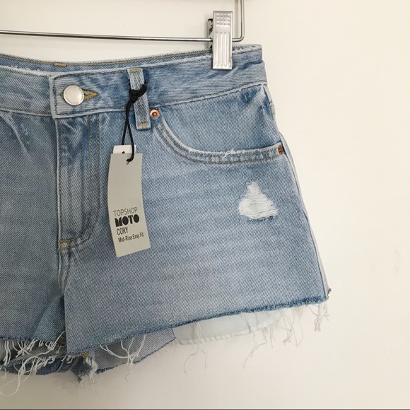 Short Moto Denim Délavé Acide Topshop - Taille 6 - Occasion Très Bon État